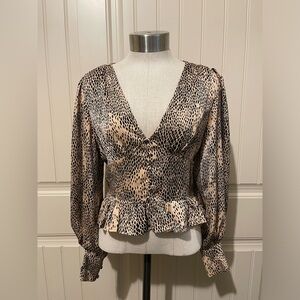 Lush Leopard Print‎ V-Neck Blouse